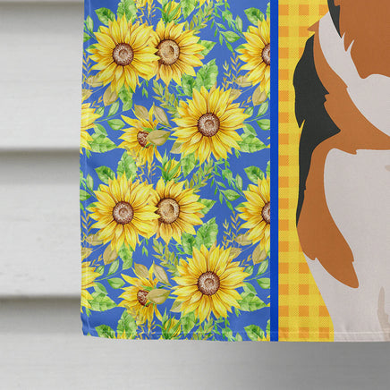 Summer Sunflowers Sable Pembroke Corgi House Flag