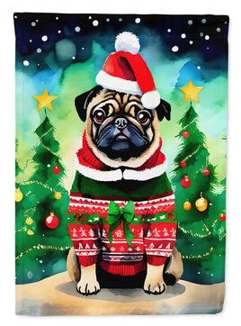 Pug Christmas House Flag