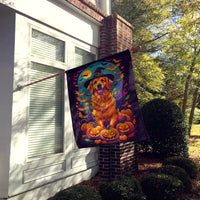 Golden Retriever Witchy Halloween House Flag