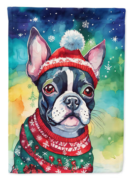 Boston Terrier Christmas House Flag