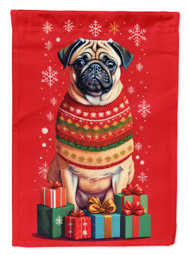 Fawn Pug Holiday Christmas House Flag