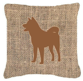 Akita Burlap and Brown   Canvas Fabric Decorative Pillow BB1082