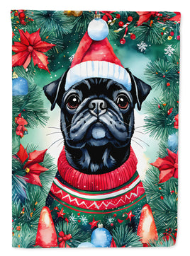 Pug Christmas House Flag