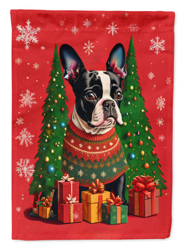 Boston Terrier Holiday Christmas House Flag