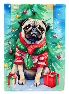 Pug Christmas House Flag