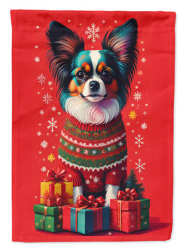 Papillon Holiday Christmas House Flag