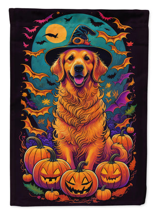 Golden Retriever Witchy Halloween House Flag