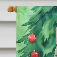 Oregon Rex Cat by the Christmas Tree House Flag