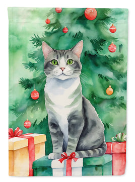 Ural Rex Cat by the Christmas Tree House Flag