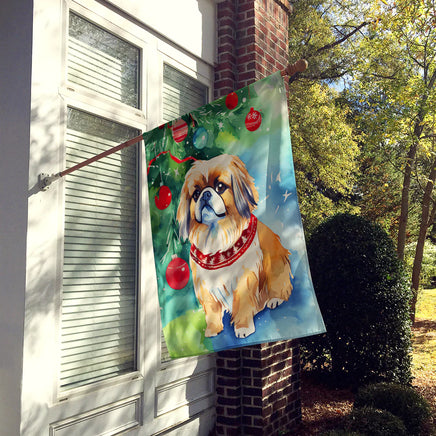 Pekingese Christmas House Flag