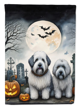 Old English Sheepdog Spooky Halloween House Flag