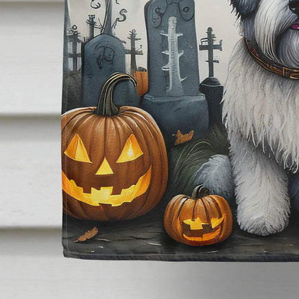 Old English Sheepdog Spooky Halloween House Flag