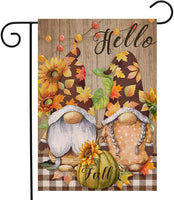 Gnome Fall Garden Flag 12×18 Double-Sided Welcome Pumpkin Fall Yard Flag Outdoor Garden Seasonal Decoration, Thanksgiving Day Burlap Buffalo Plaid Mini Welcome Sunflower Farmhouse Banne