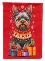 Yorkshire Terrier Holiday Christmas House Flag