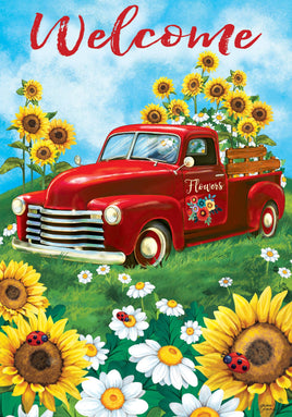 Custom Decor Sunflower Truck 4308 Decorative Flag 4308FL Flags