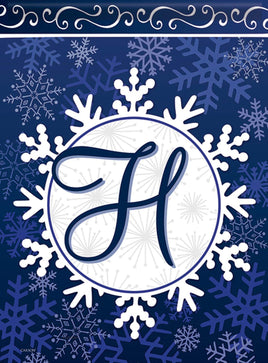 Carson Winter Snowflake Monogram H 46623  Carson Garden Flag 12.5" x 18" '46623 Flags