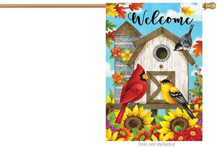 Fall  House Garden Flag Cardinal Bird Birdhouse