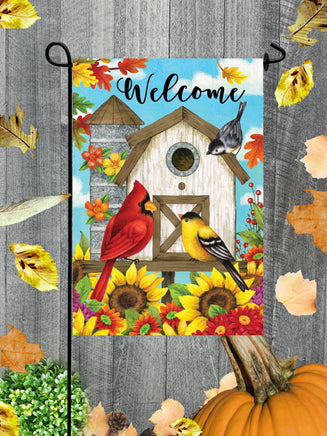 Fall  House Garden Flag Cardinal Bird Birdhouse