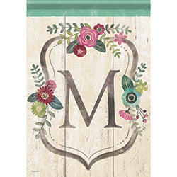 Carson Classic Floral Monogram M 46978  Carson Garden Flag 12.5" x 18" '46978 Flags