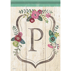 Carson Classic Floral Monogram P 46980  Carson Garden Flag 12.5" x 18" '46980 Flags