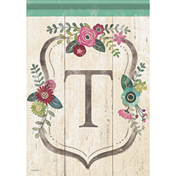 Carson Classic Floral Monogram T 46983  Carson Garden Flag 12.5" x 18" '46983 Flags