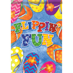 Carson Flippin' Fun Flip Flop Summer Nautical Colorful Floral Sun 48527 Carson House Flag 28" x 40" '48527 Flags