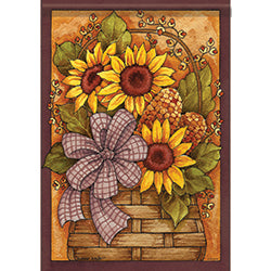 Carson Fall Flower Basket Autumn Sunflower Double Sided 48674 Carson House Flag 28" x 40" '48674 Flags