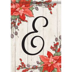 Carson Poinsettia Monogram E 49107  Carson Garden Flag 12.5" x 18" '49107 Flags