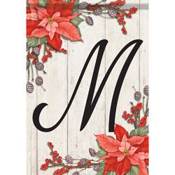 Carson Poinsettia Monogram M 49114  Carson Garden Flag 12.5" x 18" '49114 Flags