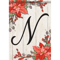 Carson Poinsettia Monogram N 49115  Carson Garden Flag 12.5" x 18" '49115 Flags