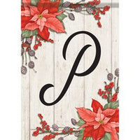 Carson Poinsettia Monogram P 49116  Carson Garden Flag 12.5" x 18" '49116 Flags