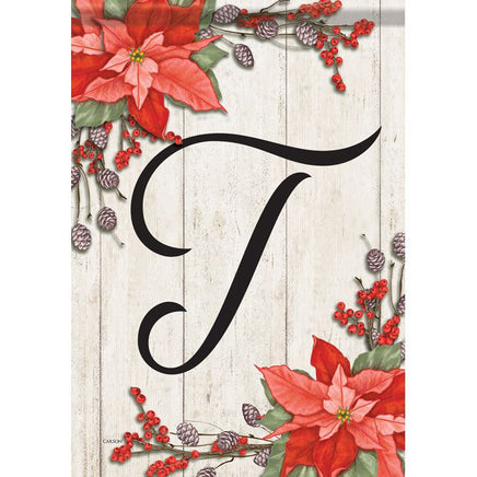 Carson Poinsettia Monogram T 49119  Carson Garden Flag 12.5" x 18" '49119 Flags