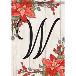 Carson Poinsettia Monogram W 49120  Carson Garden Flag 12.5" x 18" '49120 Flags