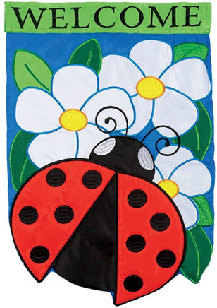 Carson Ladybug Welcome Double Applique 55359  Carson Garden Flag 12.5" x 18" '55359 Flags