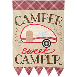 Carson Camper Sweet Camper Burlap Applique 55393  Carson Garden Flag 12.5" x 18" '55393 Flags