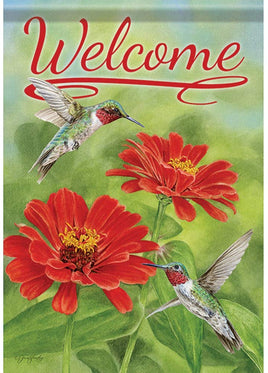 Carson Zinnias and Hummingbirds 46535  Carson Garden Flag 12.5" x 18" '46535 Flags