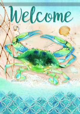 Carson Welcome Indigo Lagoon Crab 46467  Carson Garden Flag 12.5" x 18" '46467 Flags