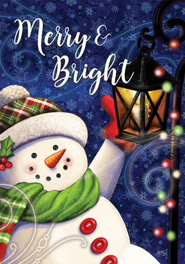 Custom Decor Merry & Bright Snowman 3870 Decorative Flag 3870FL Flags